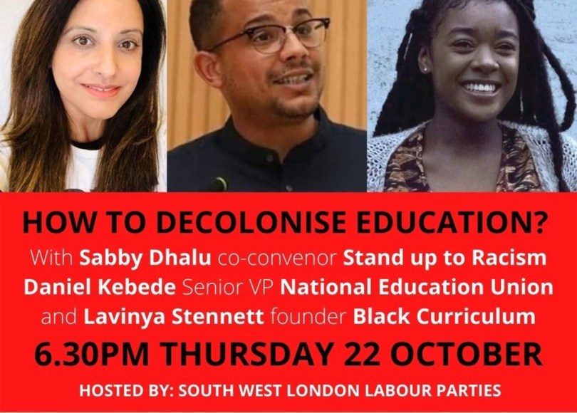 BLM West London Labour decolonise curriculum event poster
